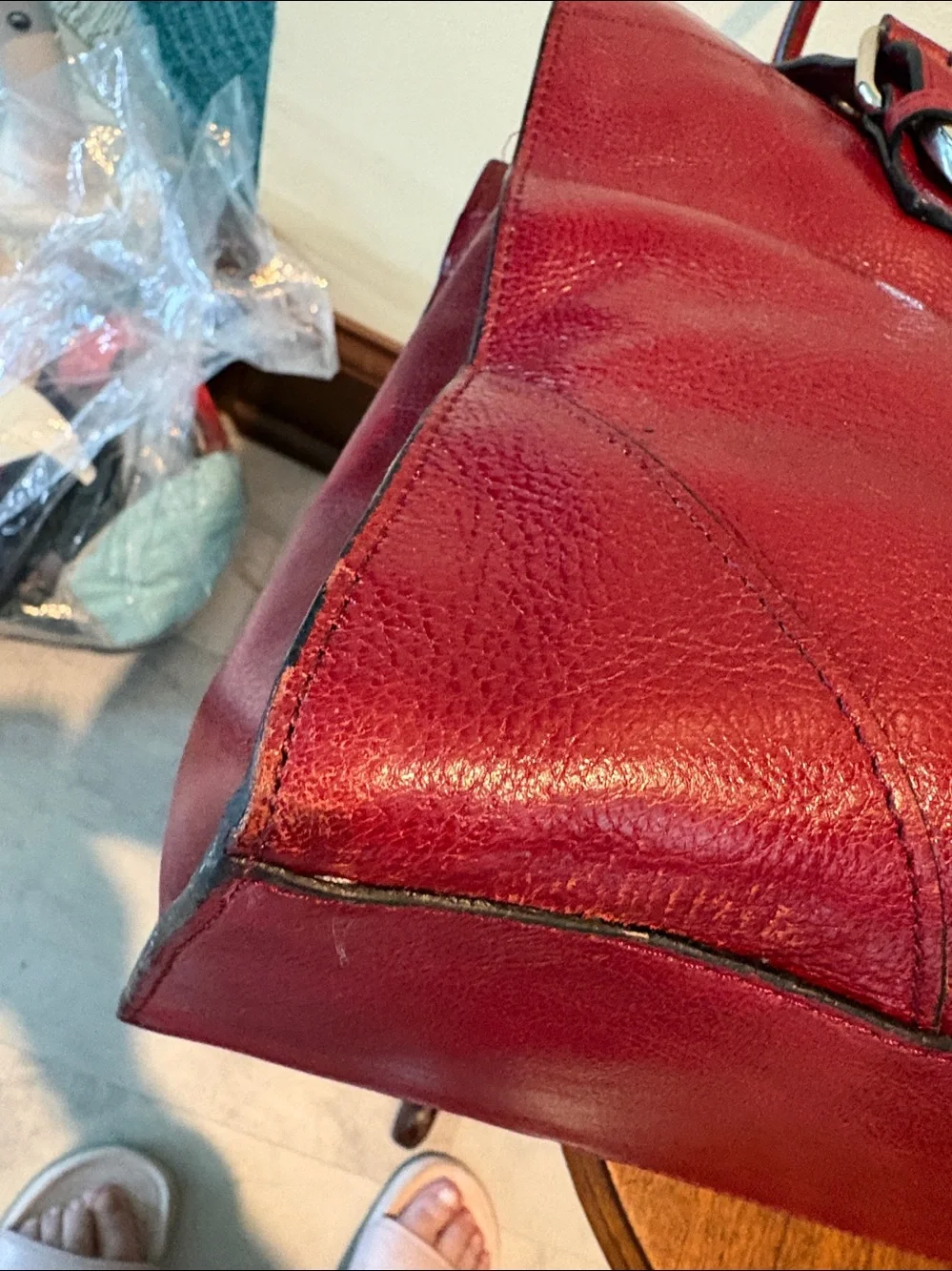 Wilsons Leather  computer case  business bag  tote  deep red leather 3 compartme